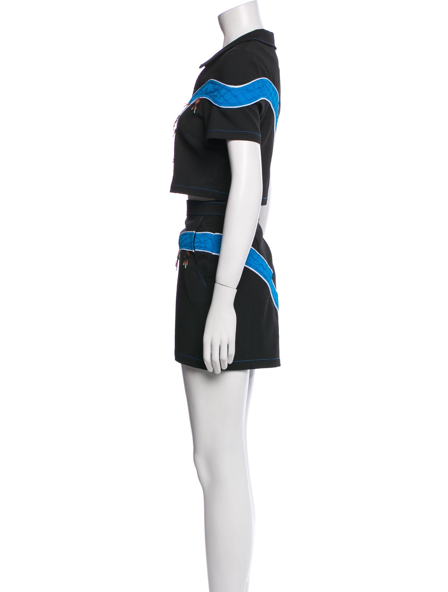 Ahluwalia Colorblock Pattern Skirt Suit