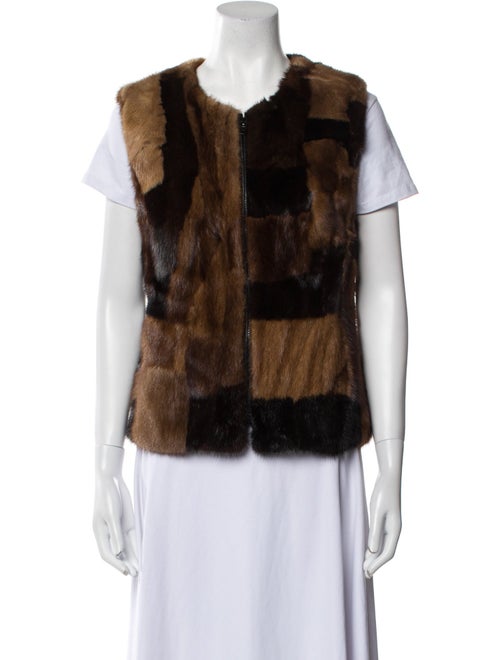 Alberto Makali Mink Colorblock Pattern Fur Jacket