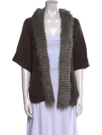 Alberto Makali Striped Open Front Sweater