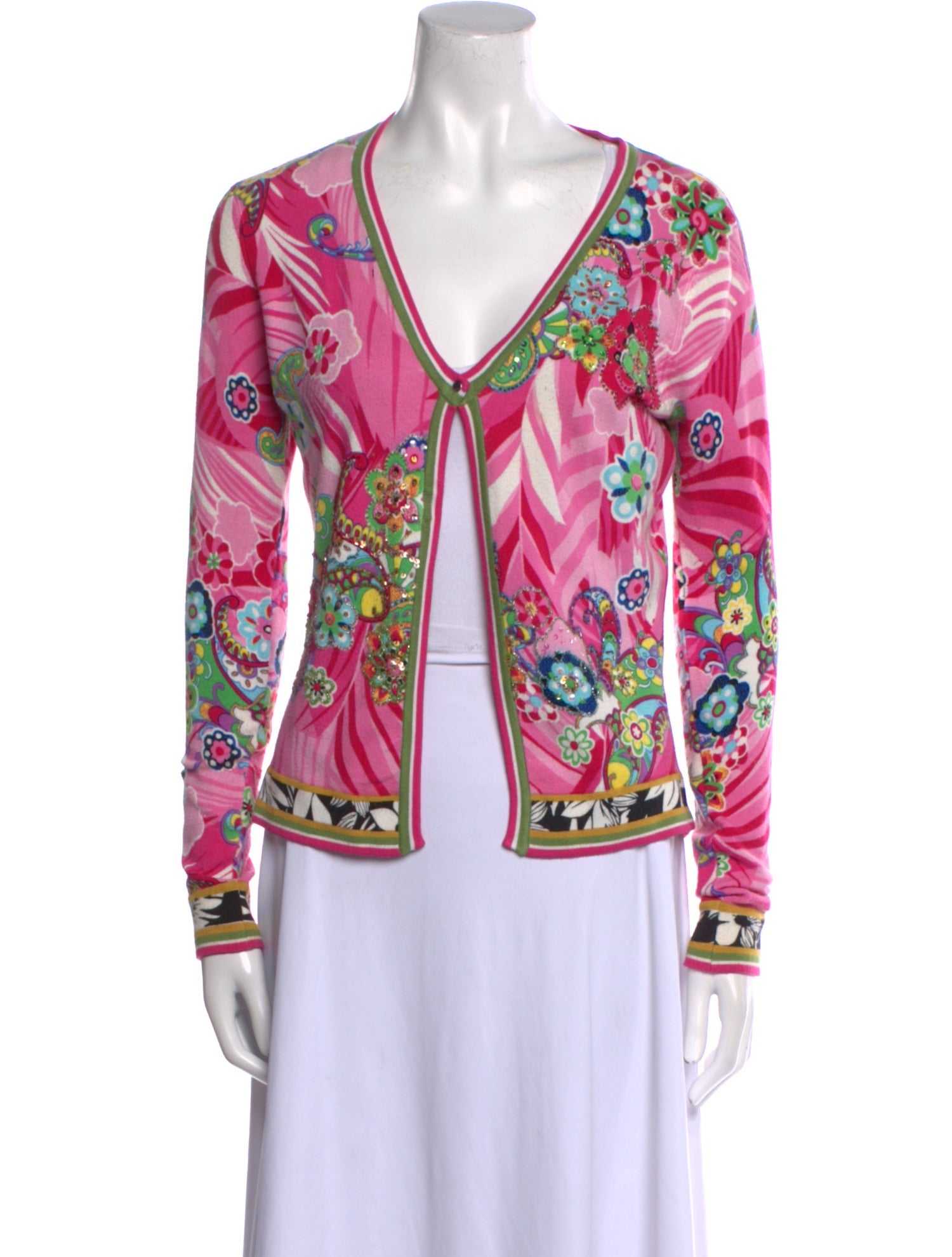 Alberto Makali Printed V-Neck Sweater