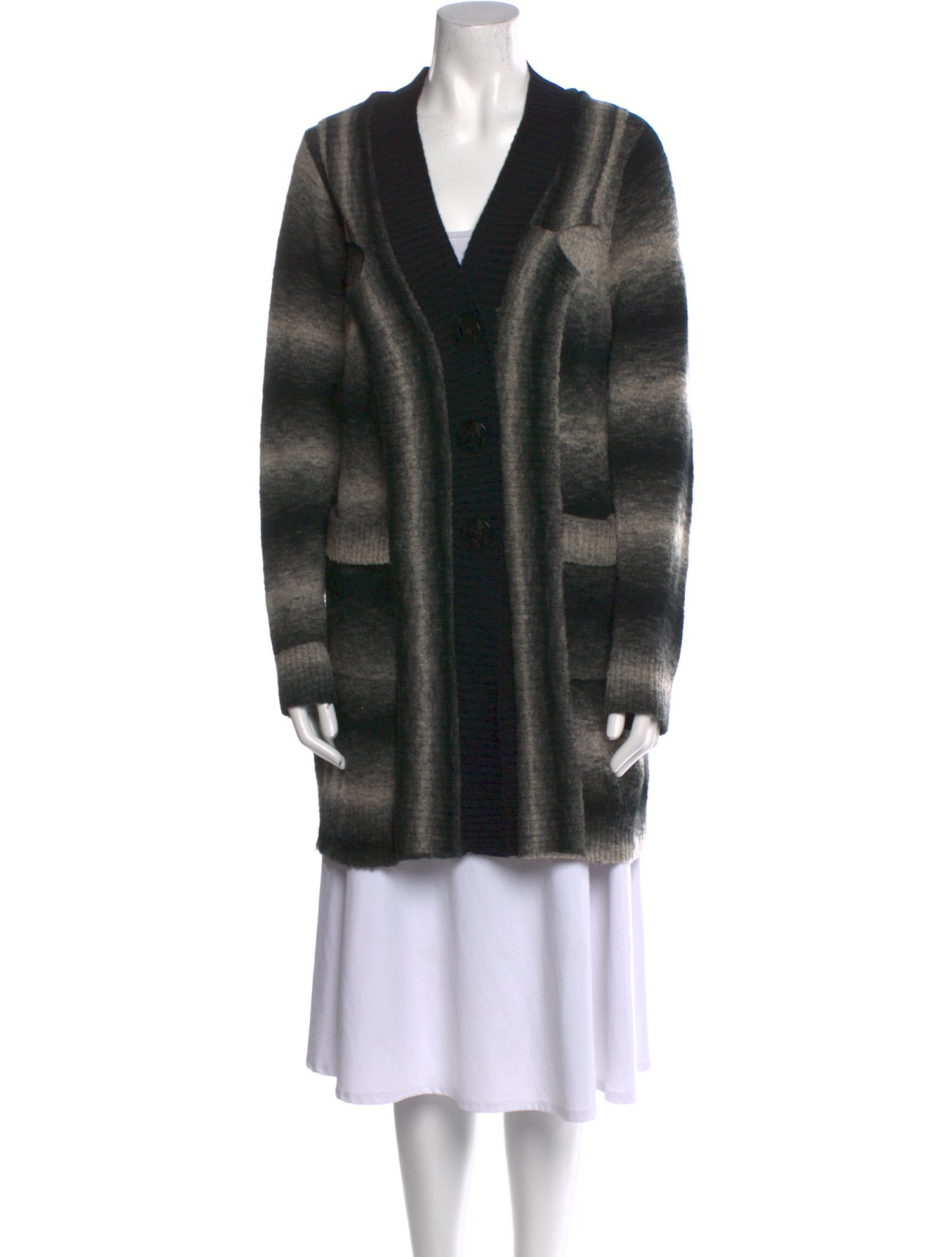 Alberto Makali Striped V-Neck Sweater