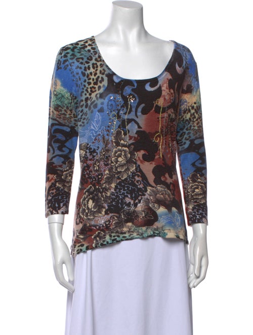 Alberto Makali Floral Print Scoop Neck Sweater