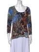 Alberto Makali Floral Print Scoop Neck Sweater