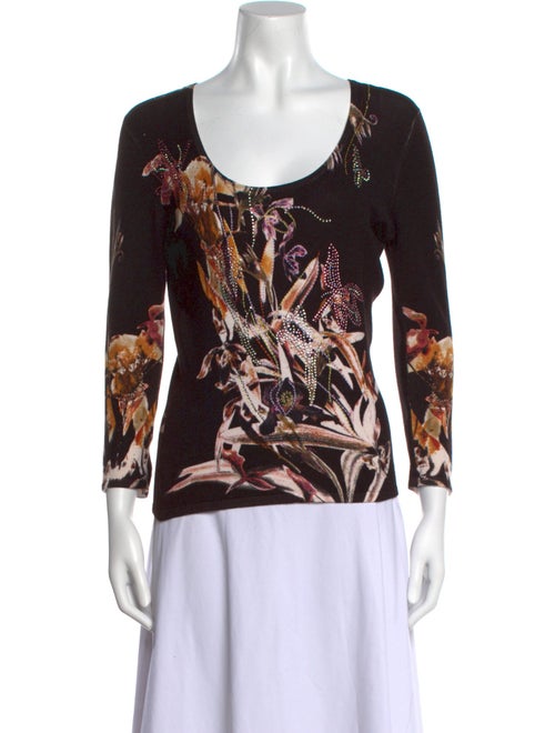 Alberto Makali Floral Print Scoop Neck Sweater