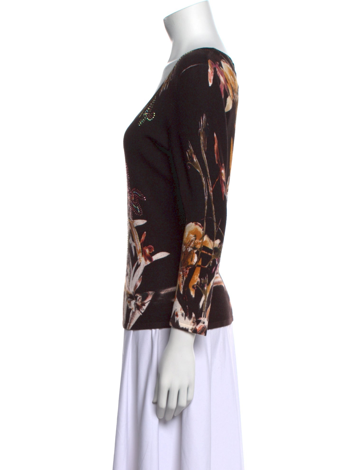 Alberto Makali Floral Print Scoop Neck Sweater