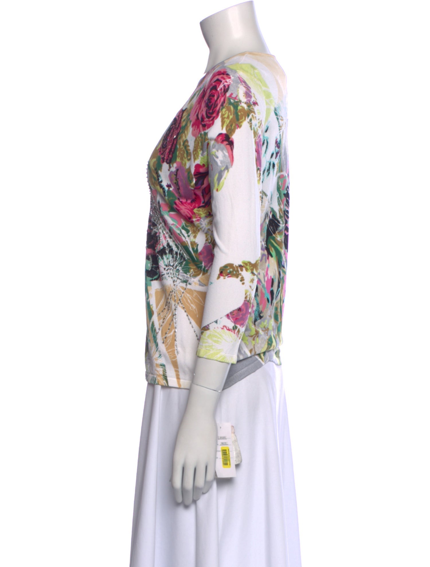 Alberto Makali Floral Print Scoop Neck Sweater w/ Tags