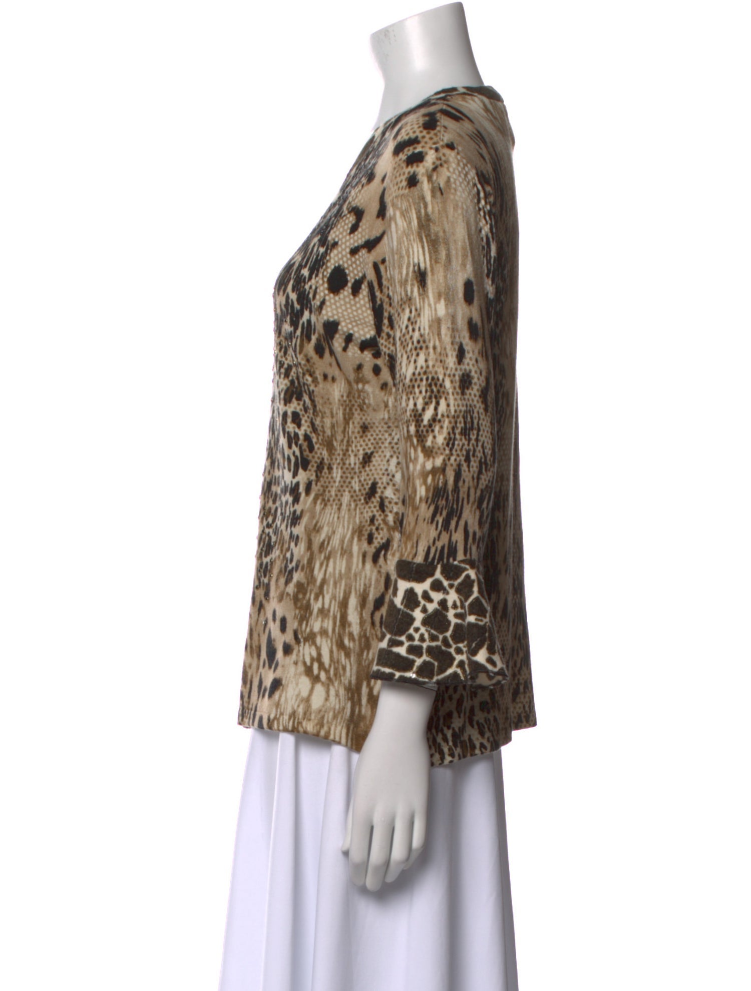 Alberto Makali Animal Print V-Neck Sweater