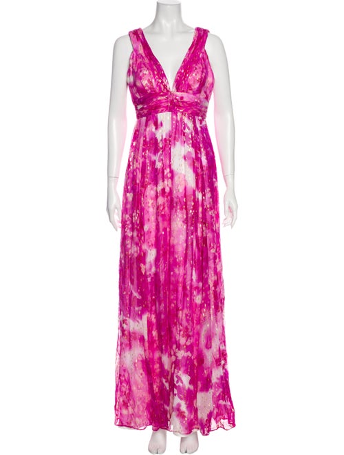 Aidan Mattox Silk Long Dress Gold
