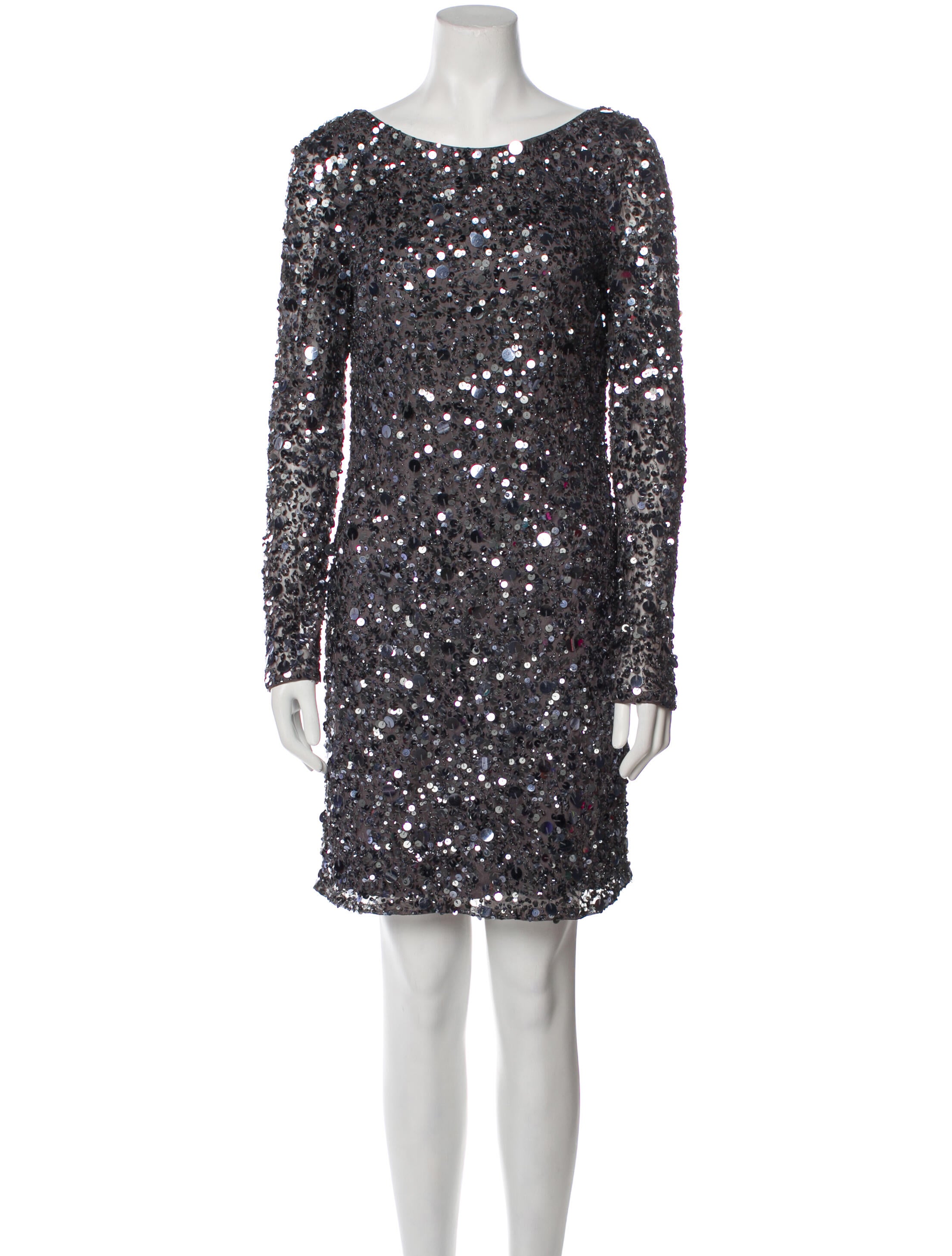 Aidan Mattox Bateau Neckline Mini Dress