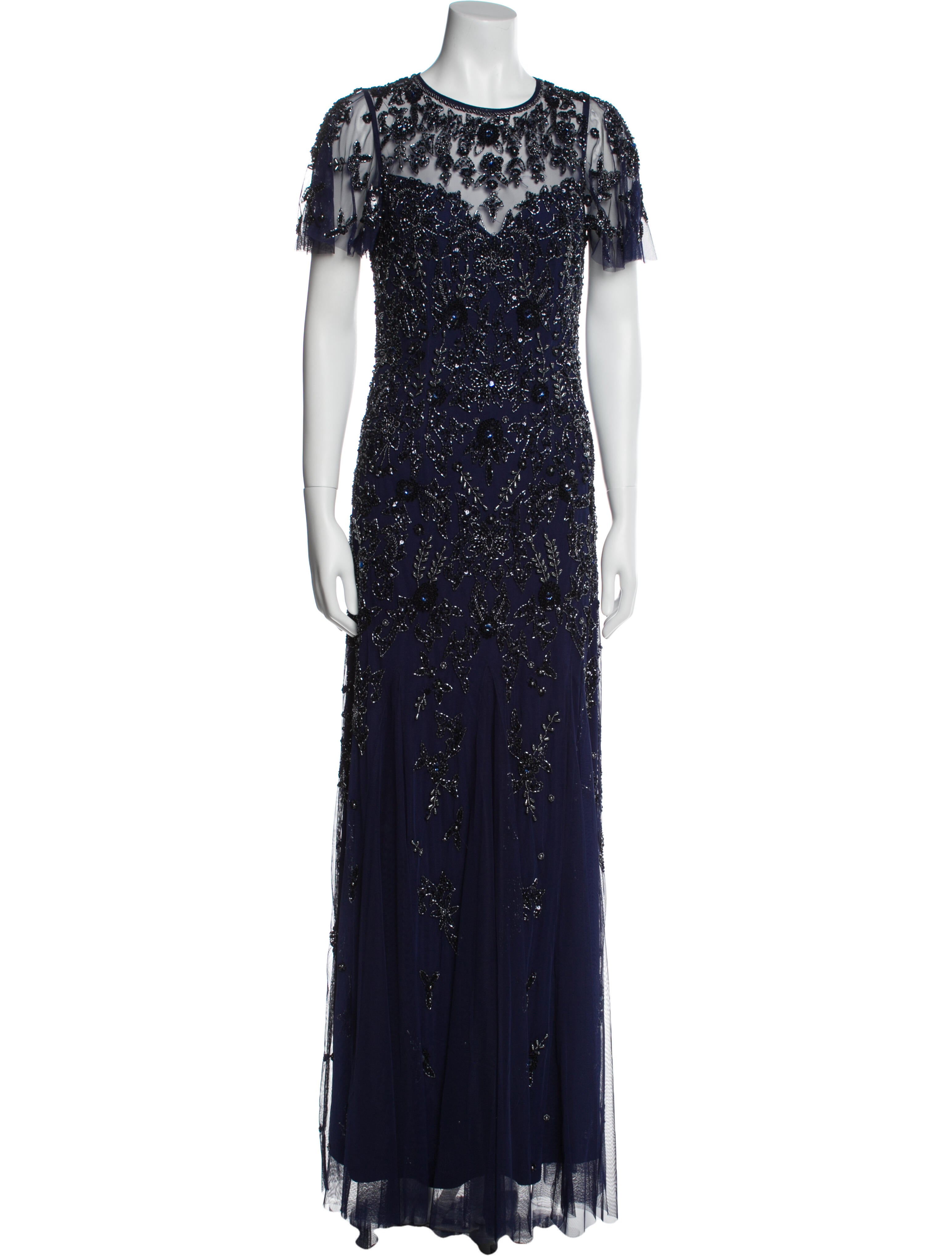 Aidan Mattox Crew Neck Long Dress