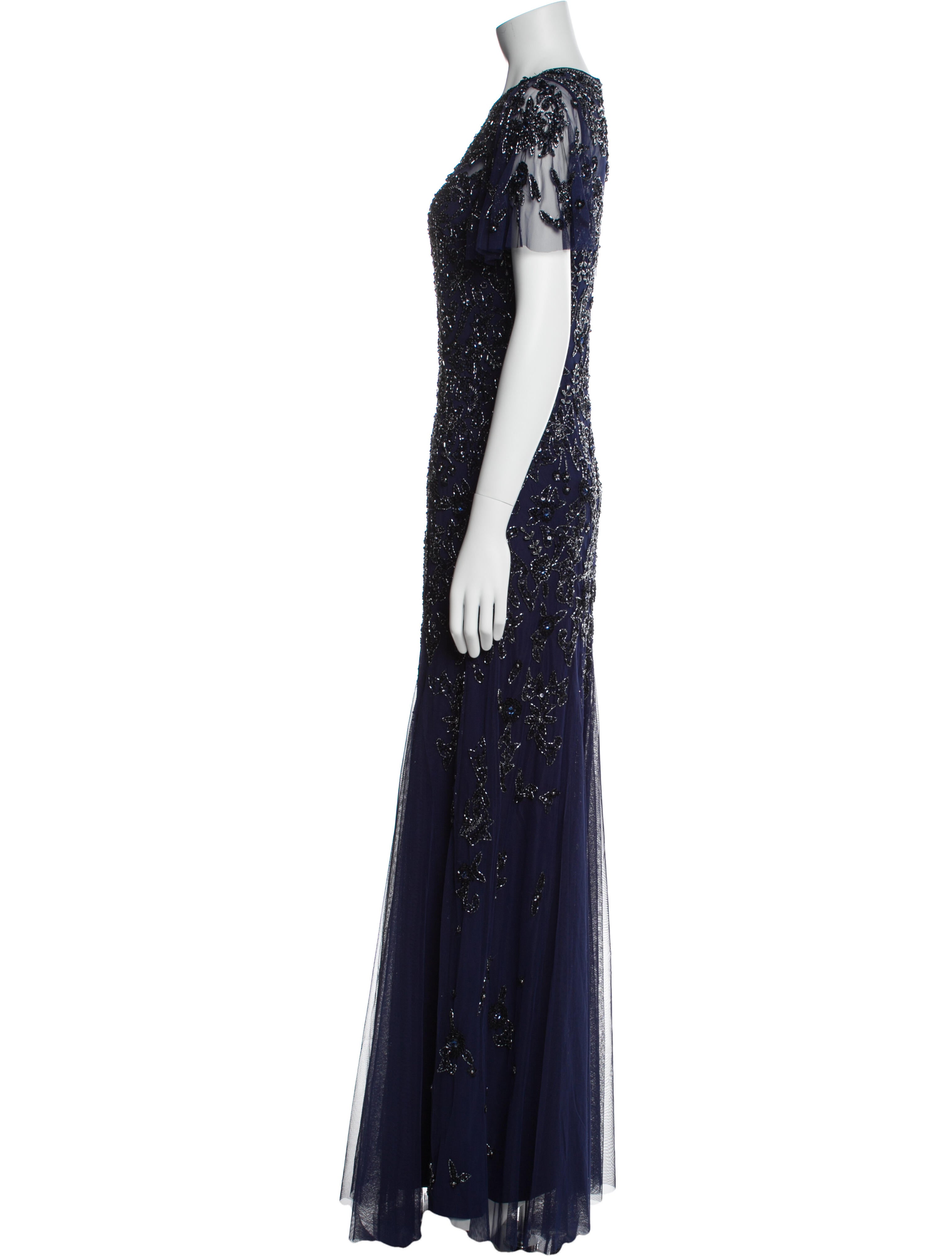 Aidan Mattox Crew Neck Long Dress