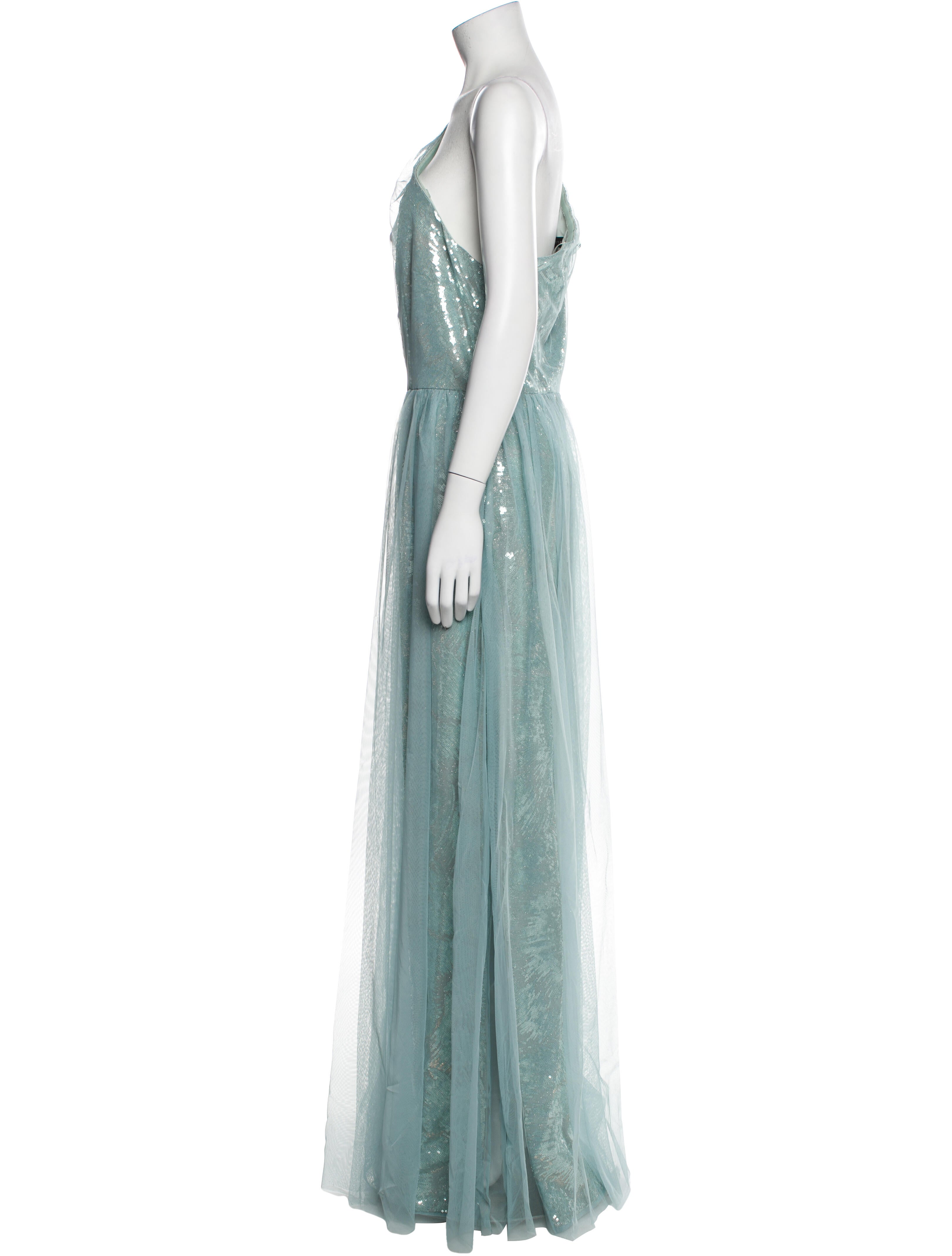 Aidan Mattox One-Shoulder Long Dress