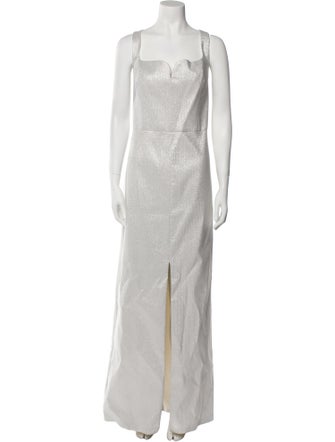 Aidan Mattox Square Neckline Long Dress