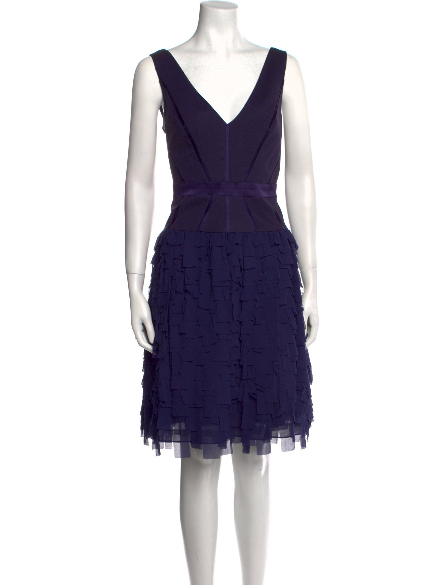 Aidan Mattox VNeck KneeLength Dress Purple Dresses, Clothing