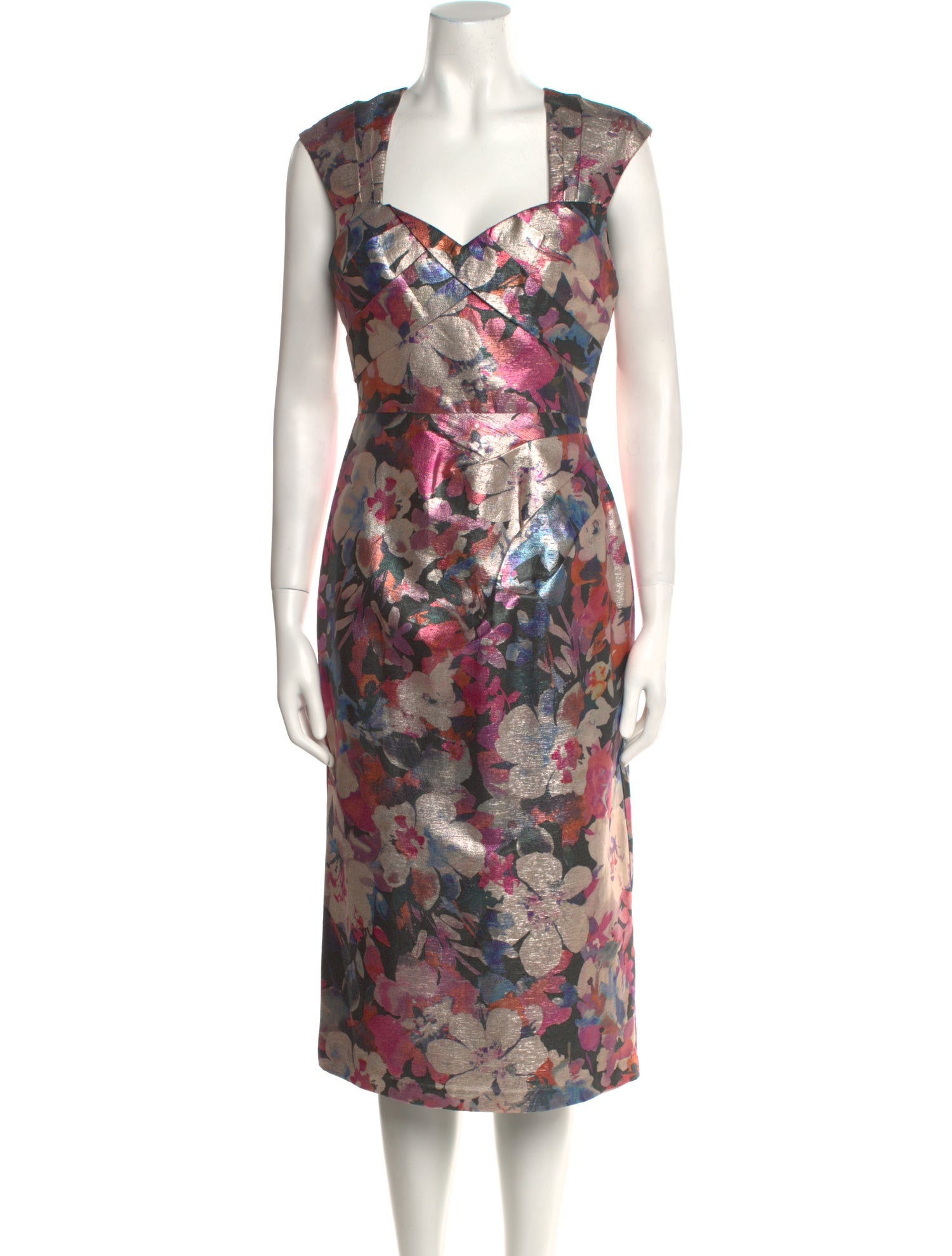 Aidan Mattox Floral Print Midi Length Dress
