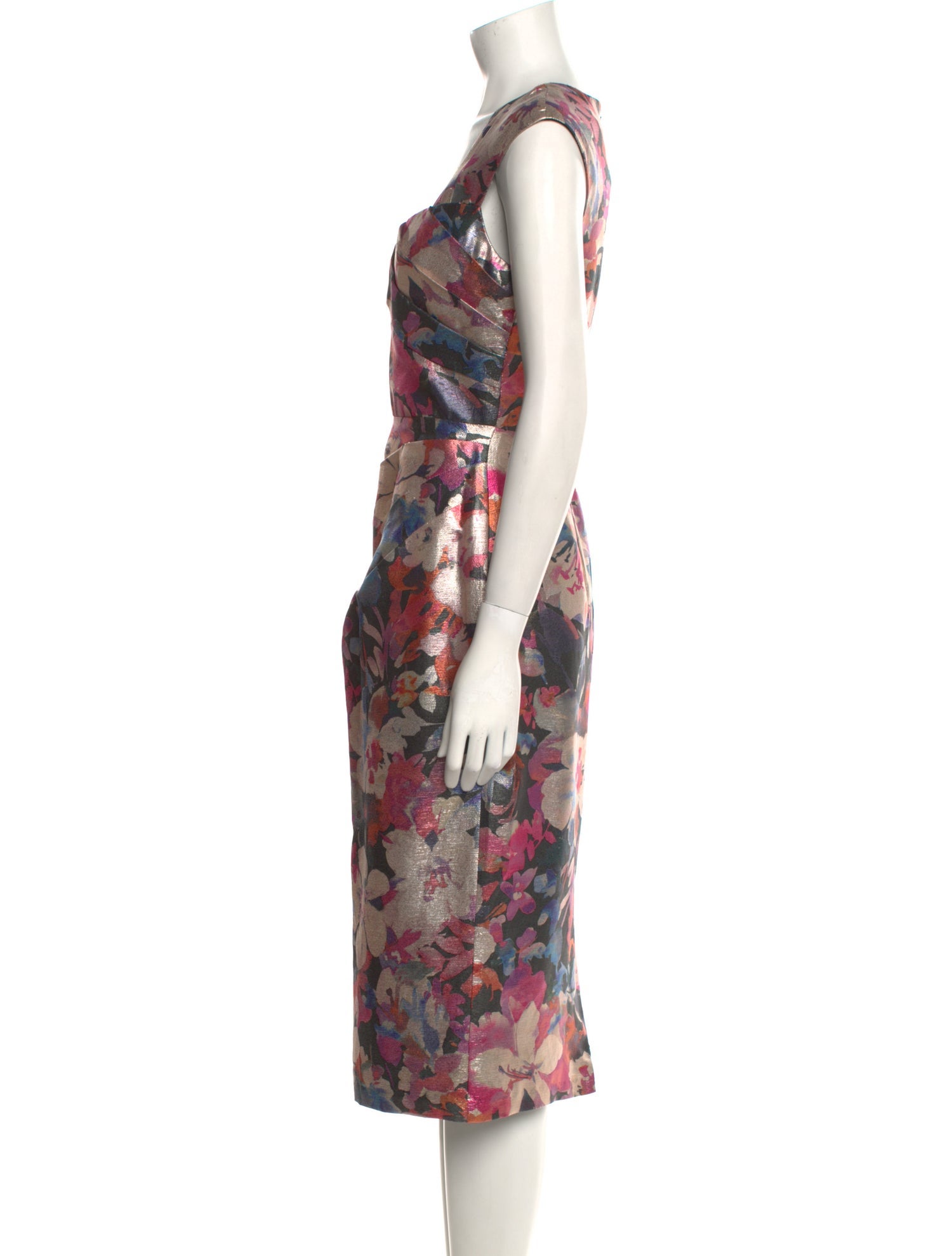 Aidan Mattox Floral Print Midi Length Dress