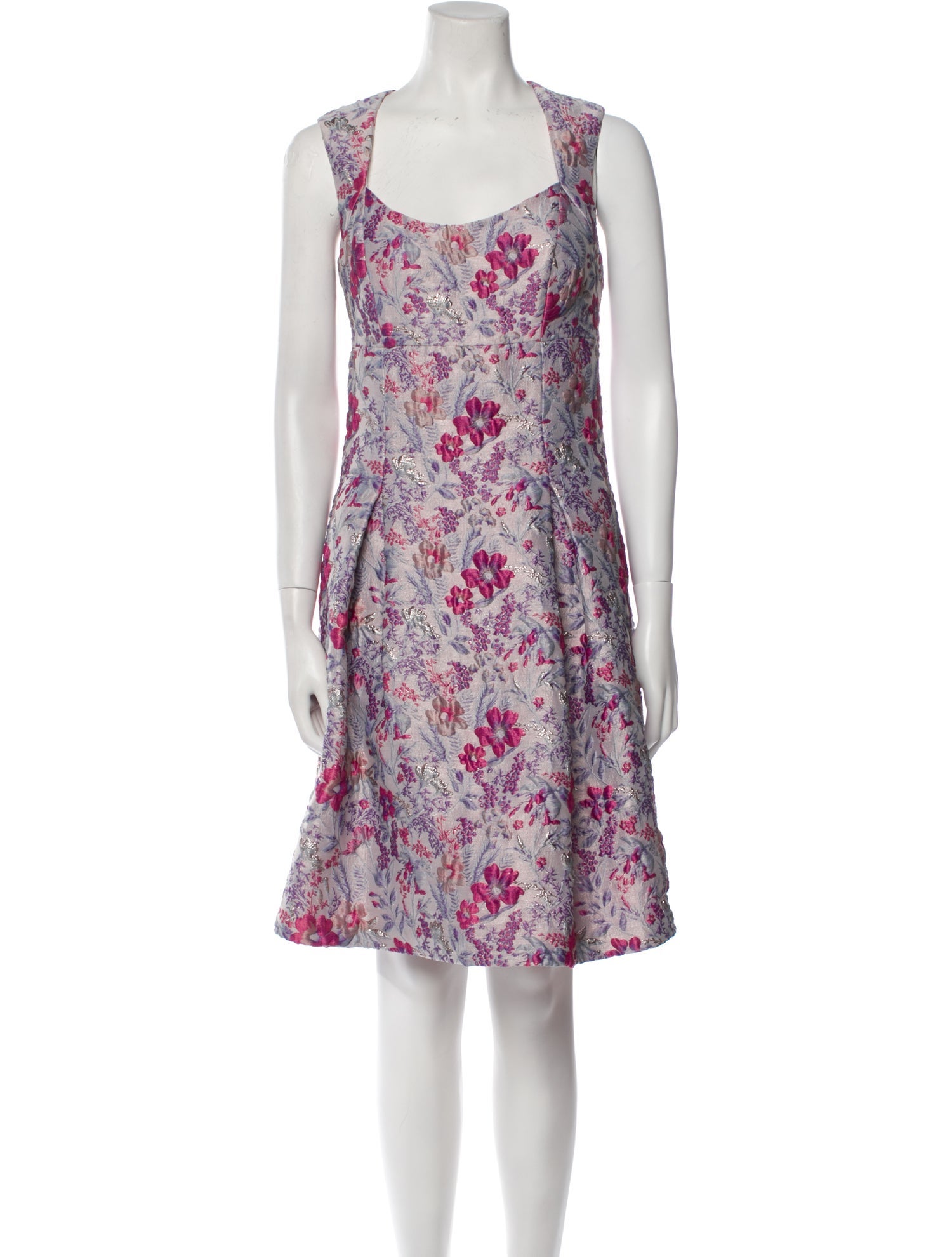 Aidan Mattox Floral Print Knee-Length Dress