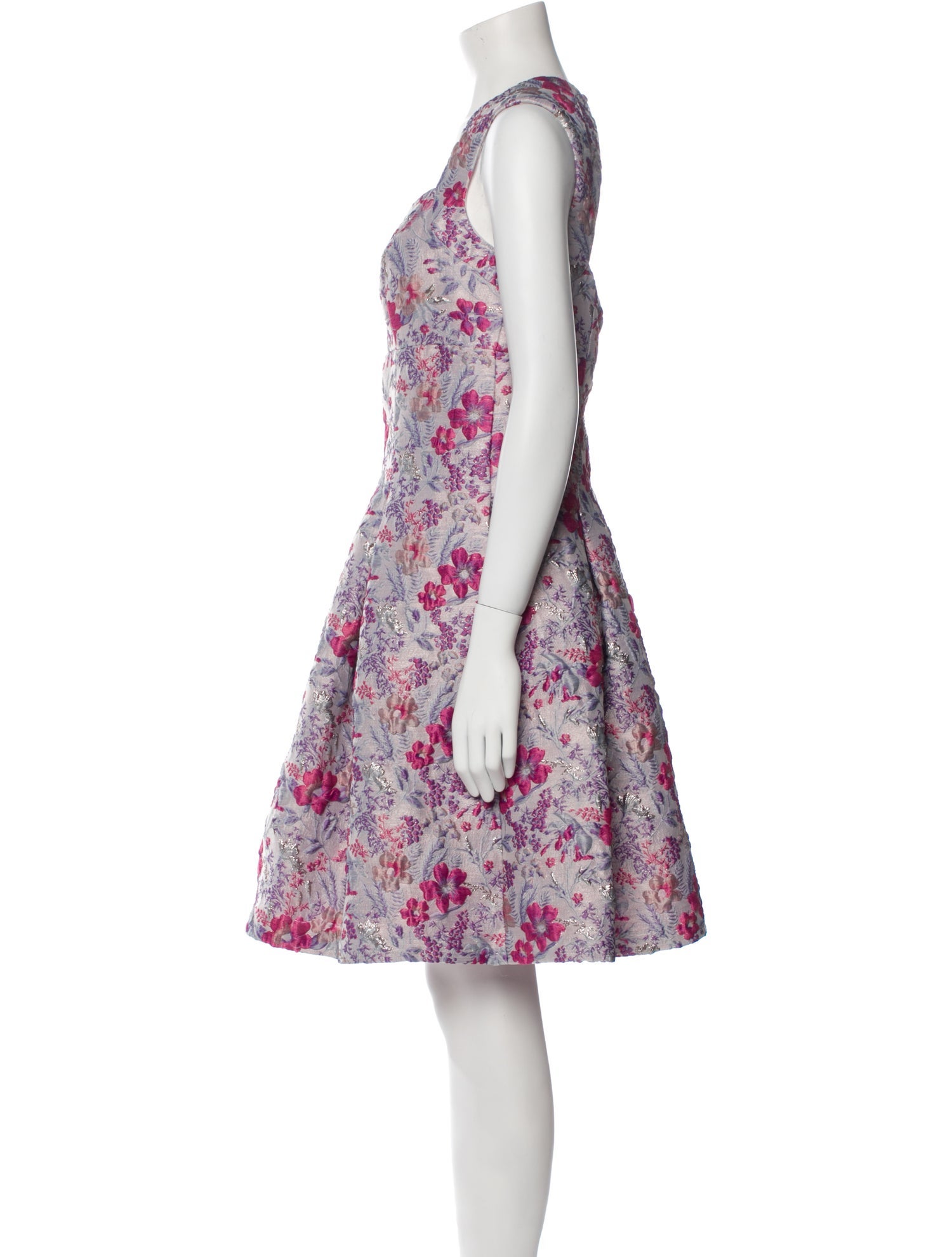 Aidan Mattox Floral Print Knee-Length Dress
