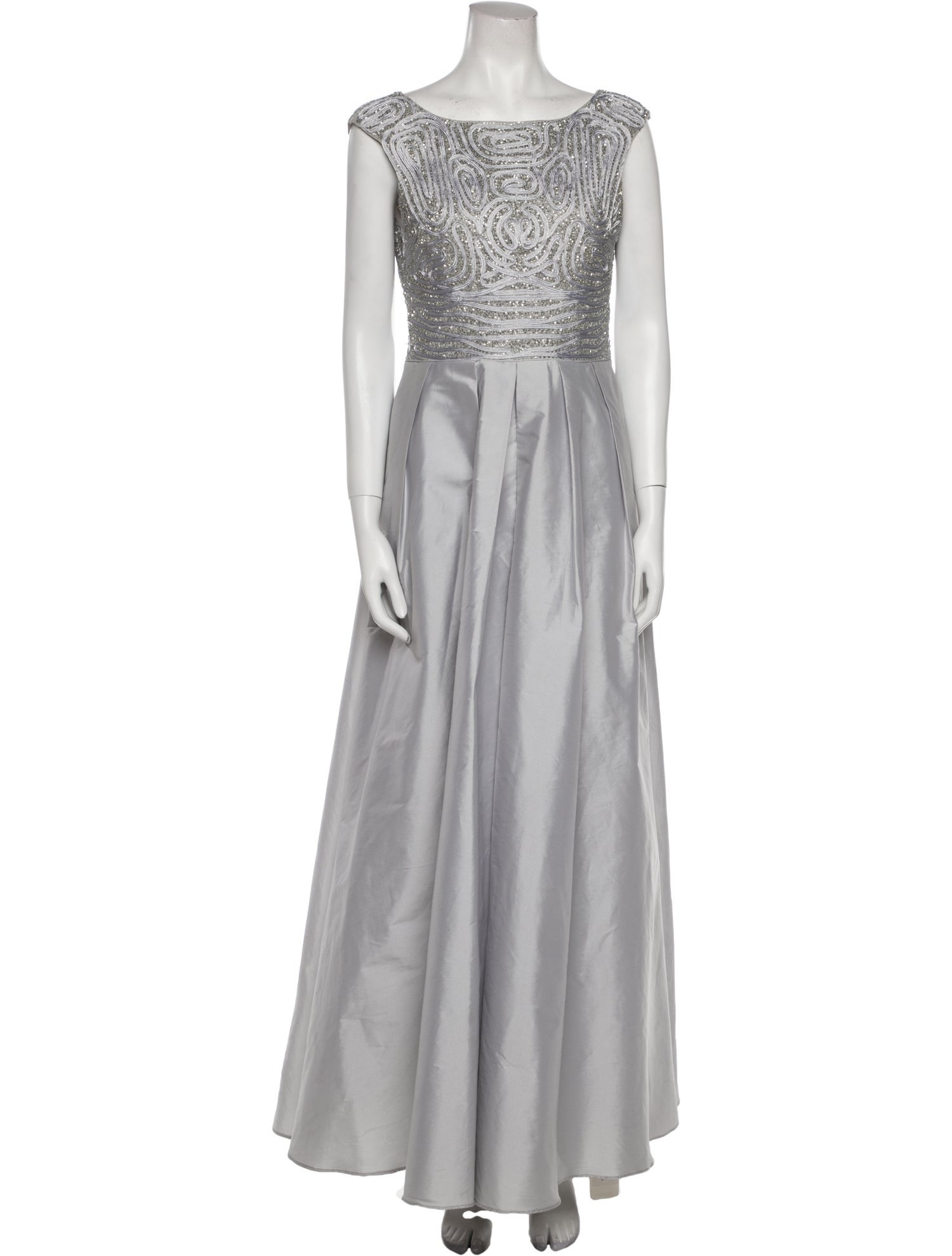 Aidan Mattox Bateau Neckline Long Dress