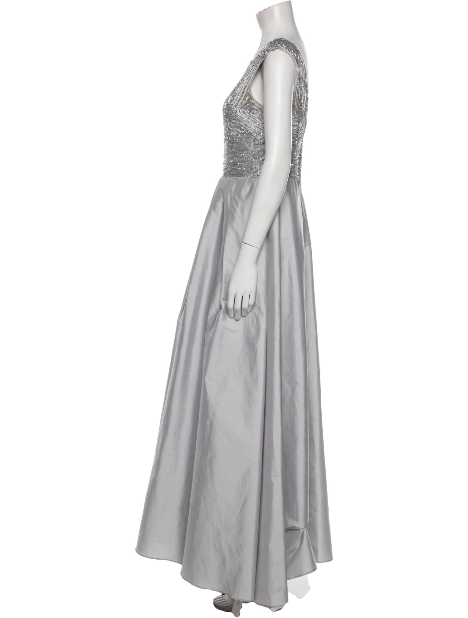 Aidan Mattox Bateau Neckline Long Dress