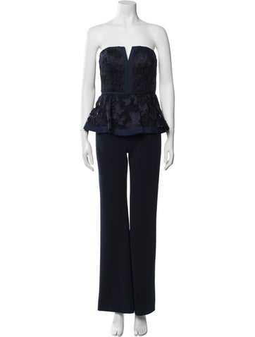 Aidan Mattox Jumpsuits and Rompers Lace Pattern Strapless Jumpsuit S