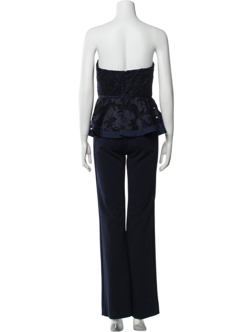 Aidan Mattox Lace Pattern Strapless Jumpsuit
