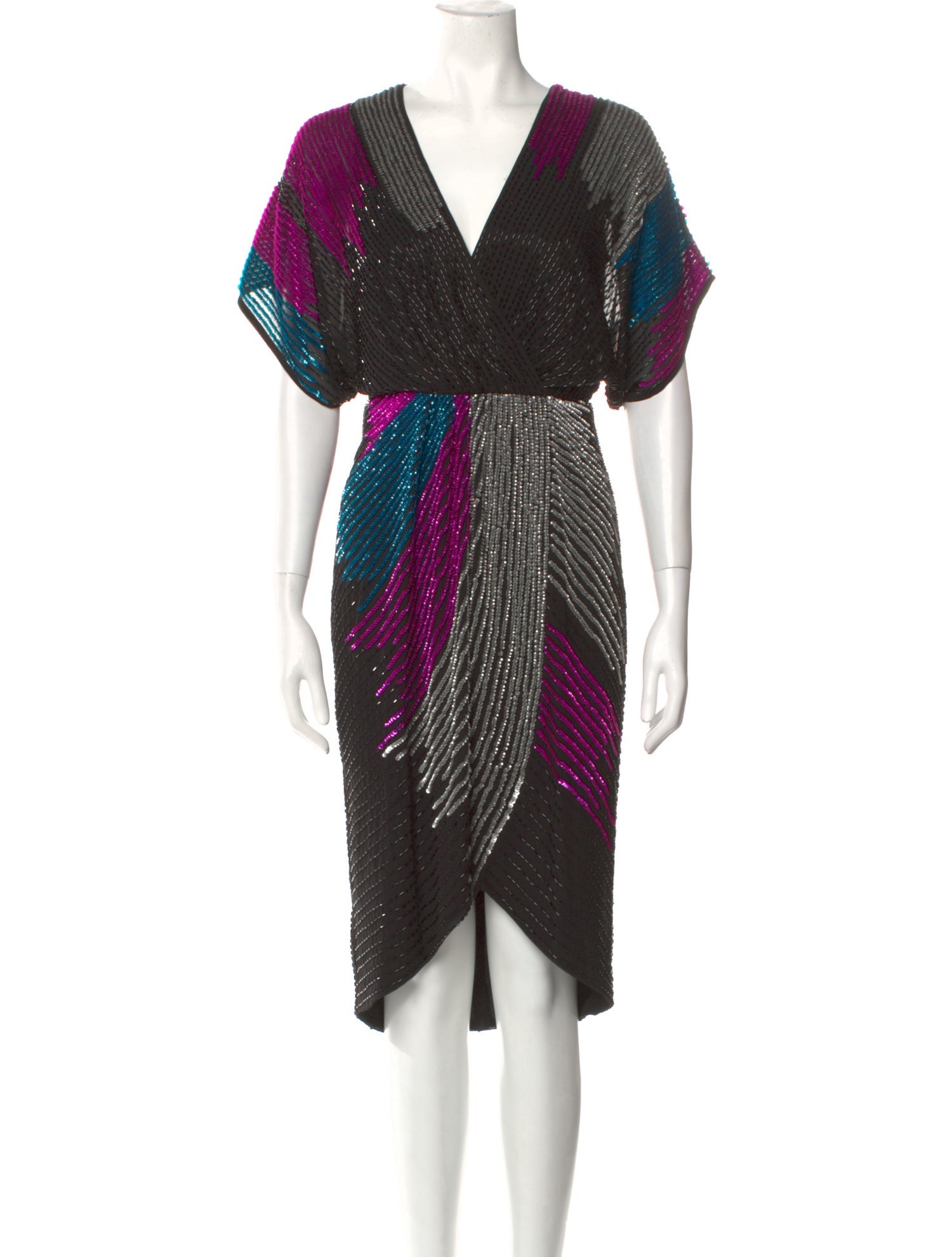 Aidan Mattox V-Neck Knee-Length Dress