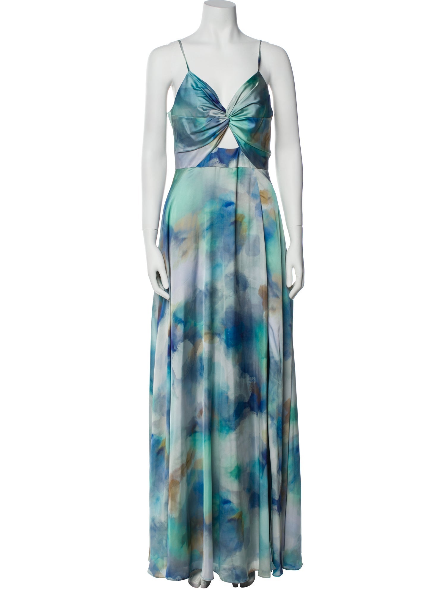 Aidan Mattox Tie-Dye Print Long Dress