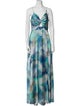 Aidan Mattox Tie-Dye Print Long Dress