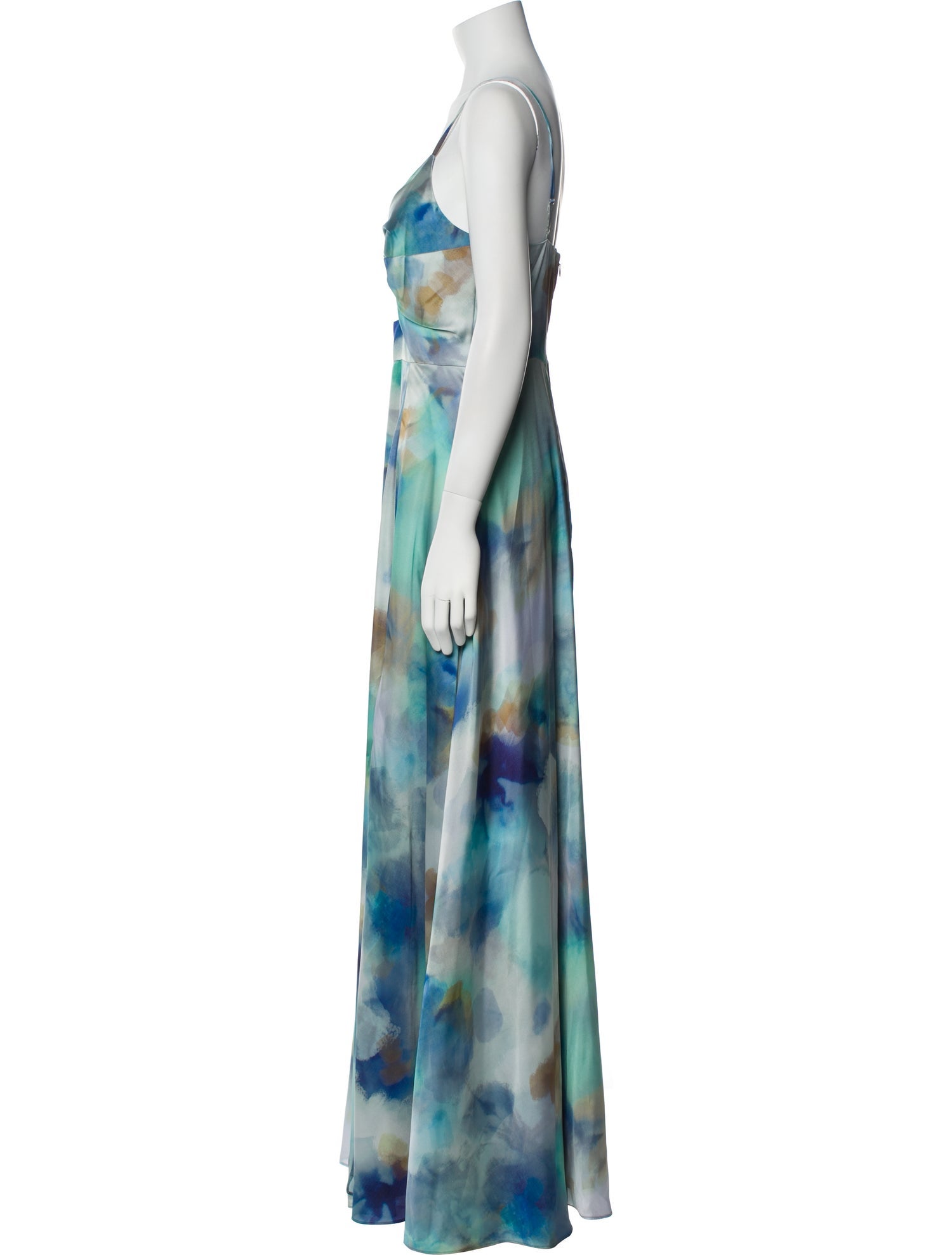 Aidan Mattox Tie-Dye Print Long Dress