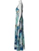 Aidan Mattox Tie-Dye Print Long Dress