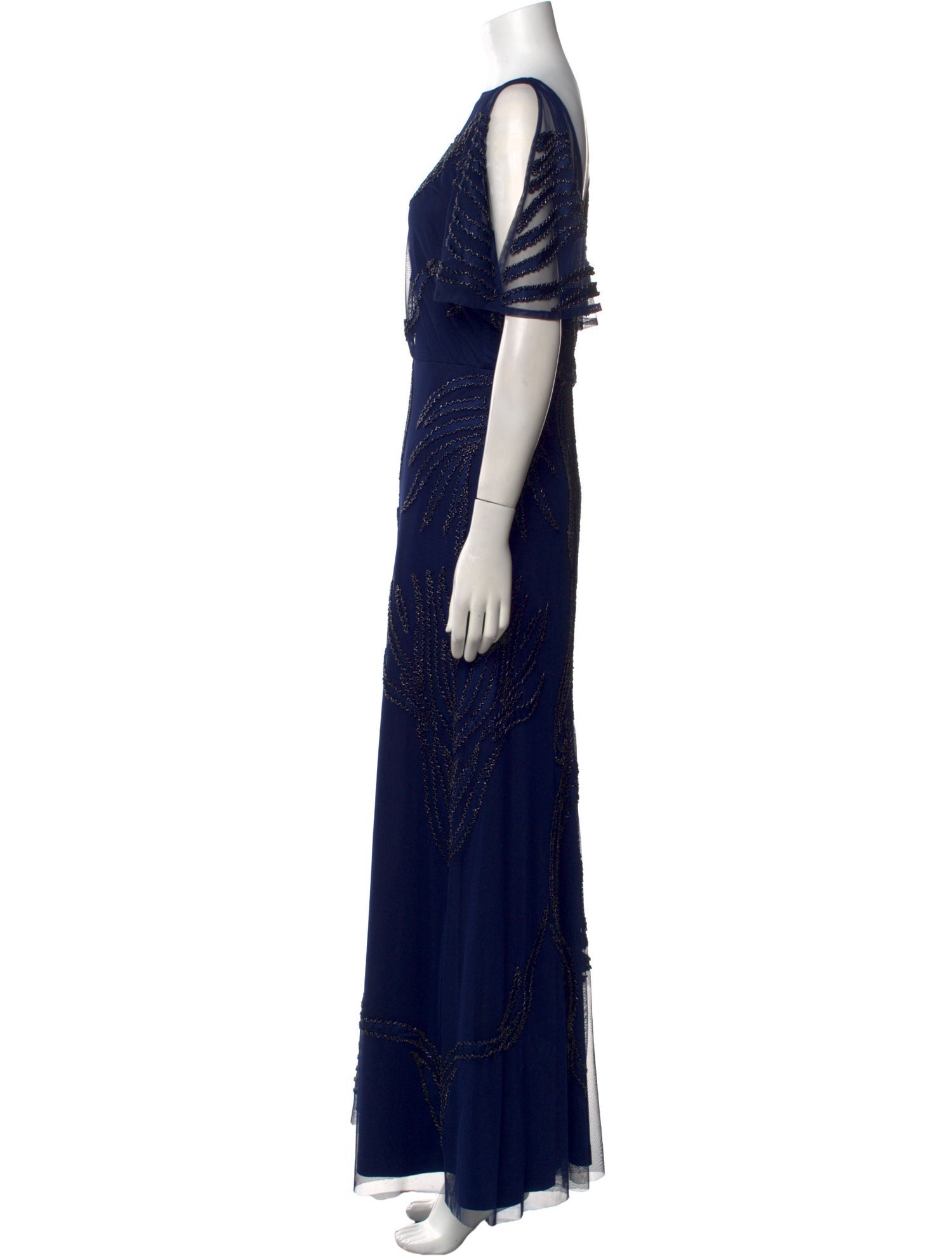 Aidan Mattox Bateau Neckline Long Dress