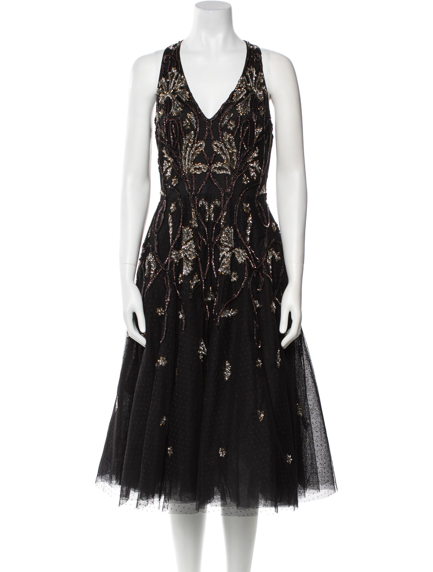 Aidan Mattox V-Neck Midi Length Dress w/ Tags