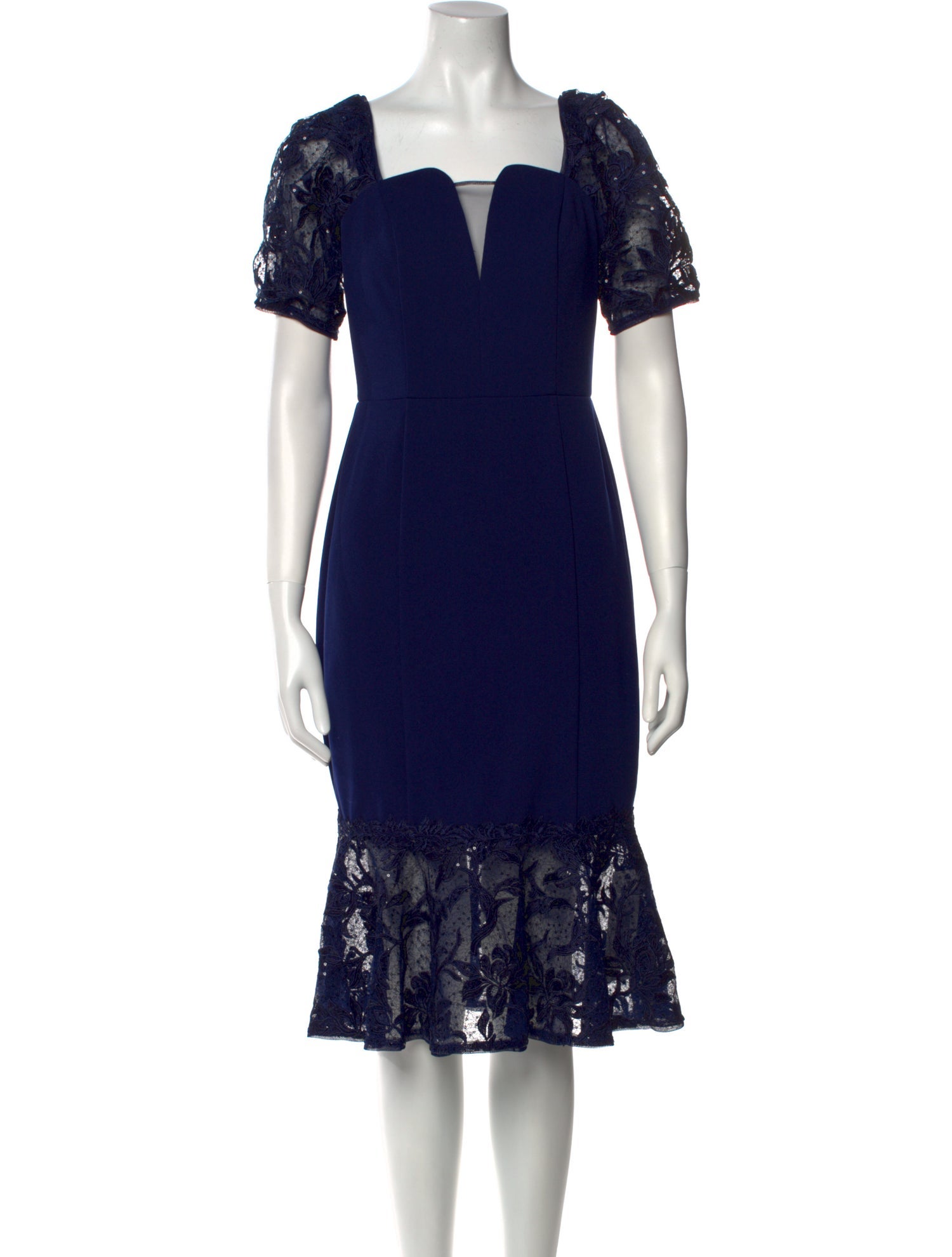 Aidan Mattox Square Neckline Midi Length Dress