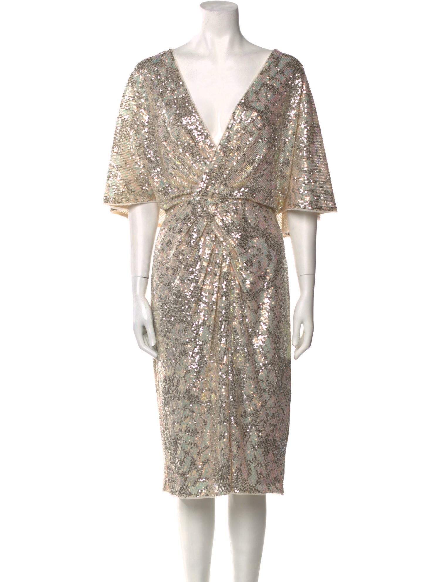 Aidan Mattox V-Neck Midi Length Dress