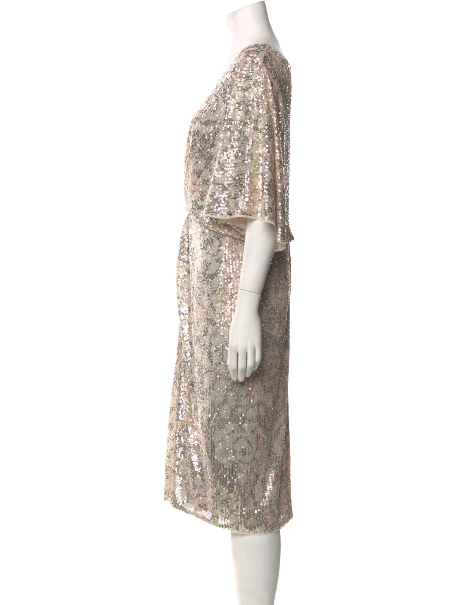 Aidan Mattox V-Neck Midi Length Dress