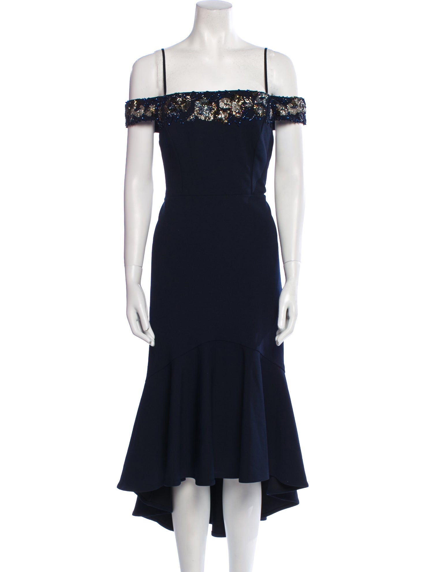 Aidan Mattox Square Neckline Midi Length Dress