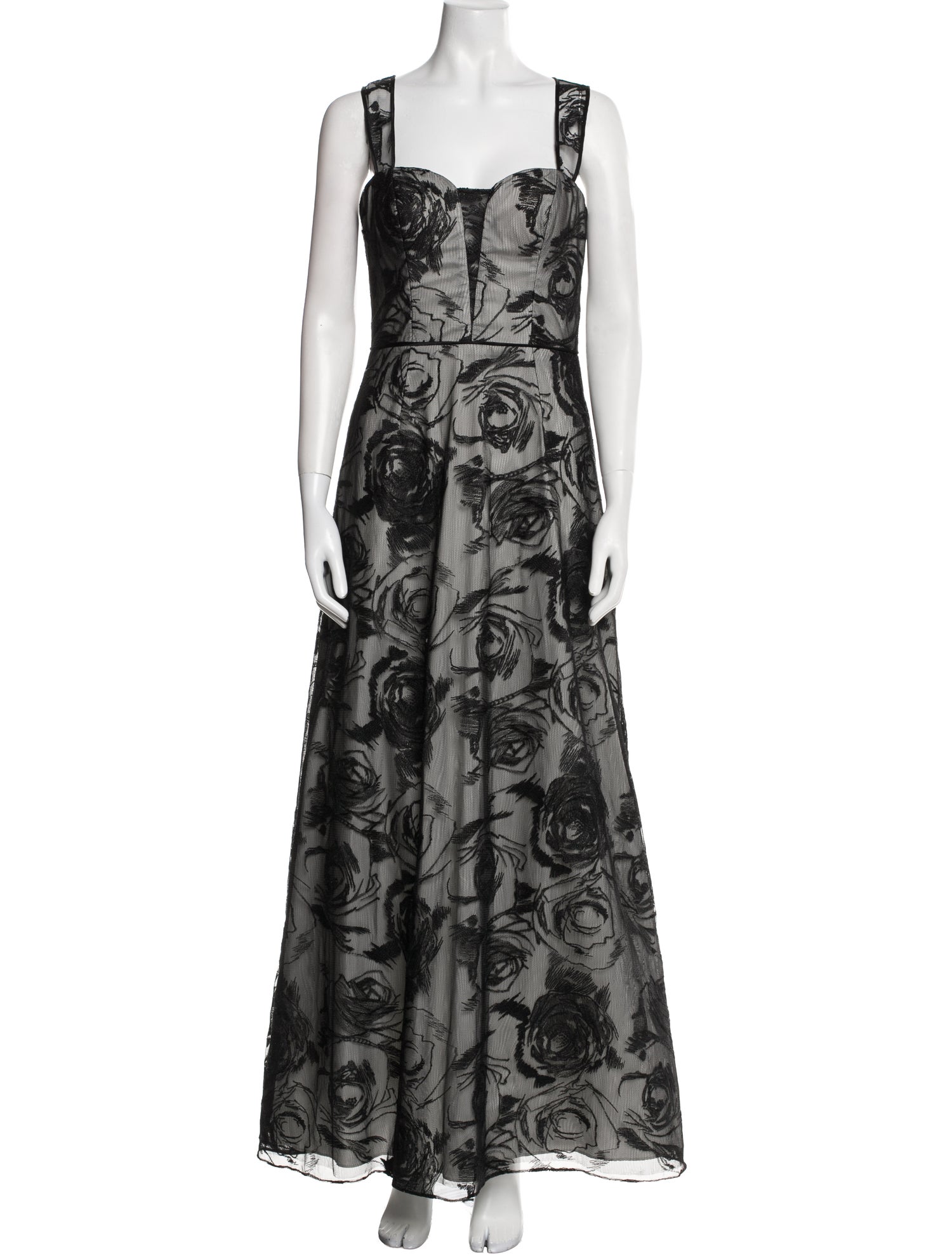 Aidan Mattox Floral Print Long Dress