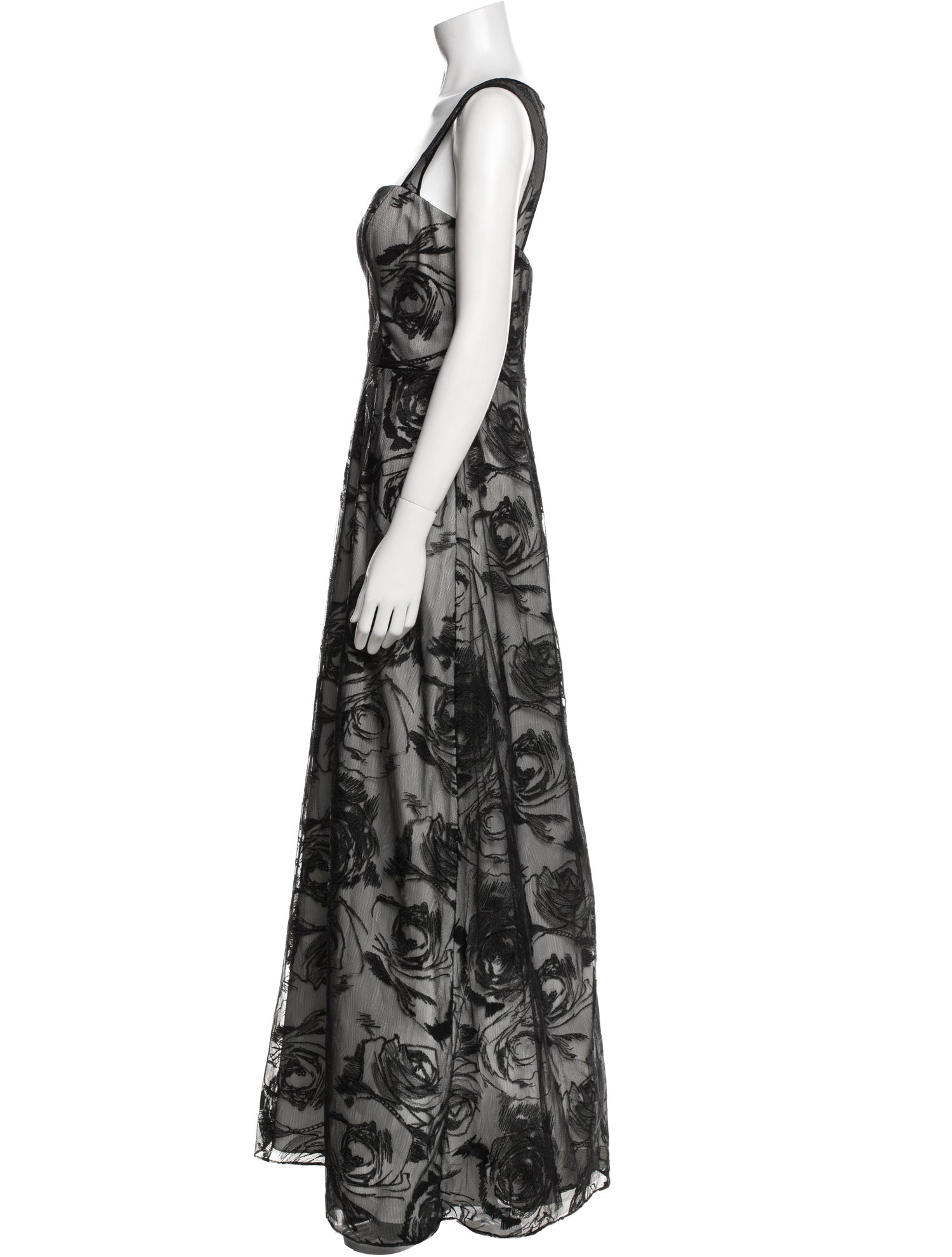 Aidan Mattox Floral Print Long Dress