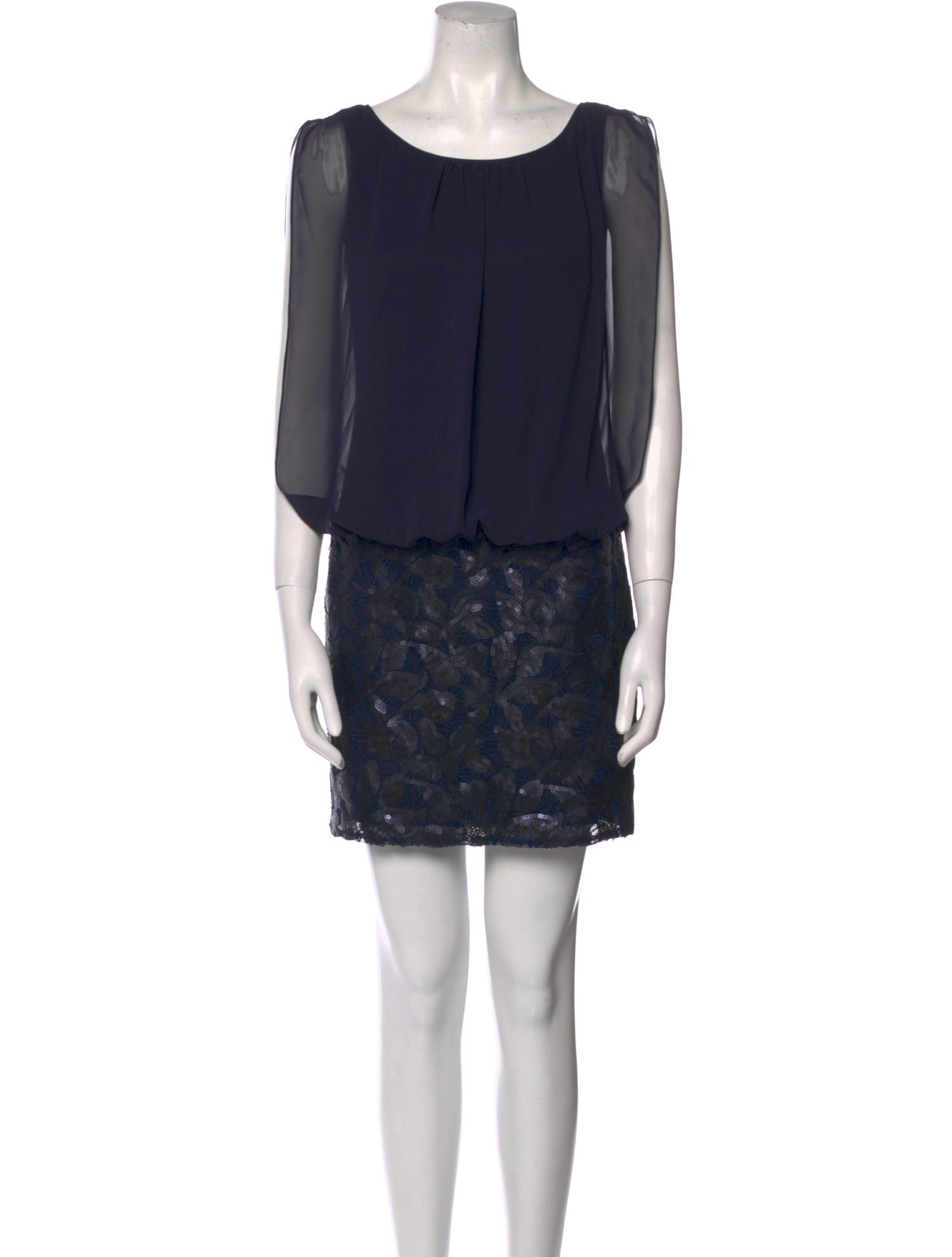 Aidan Mattox Bateau Neckline Mini Dress