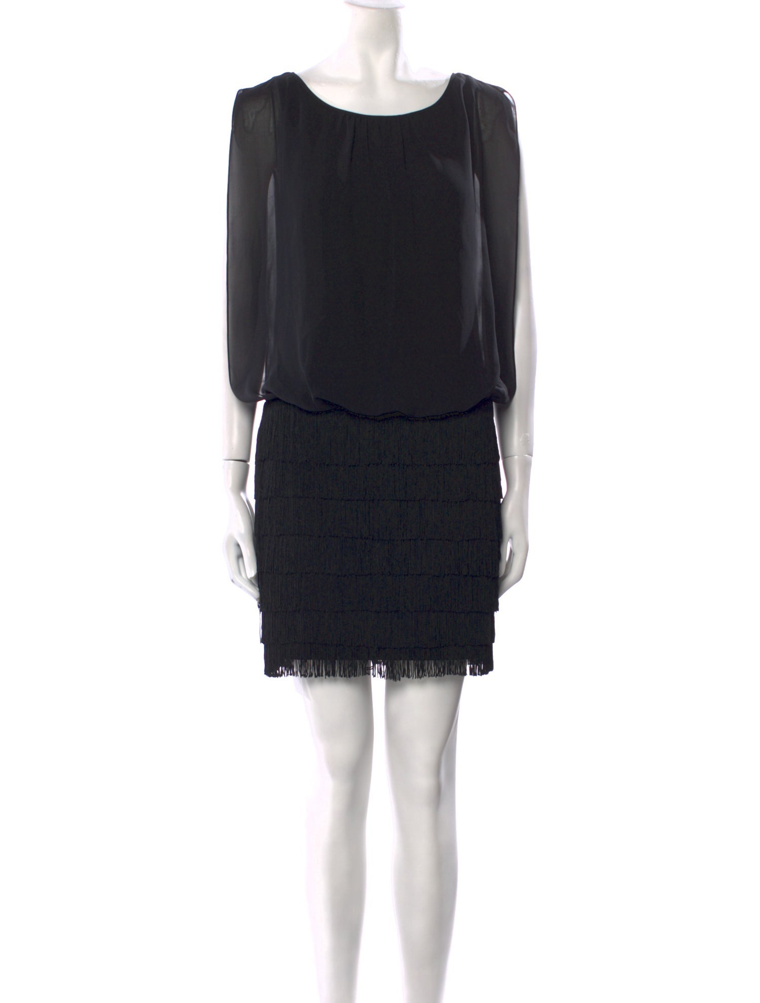 Aidan Mattox Bateau Neckline Mini Dress