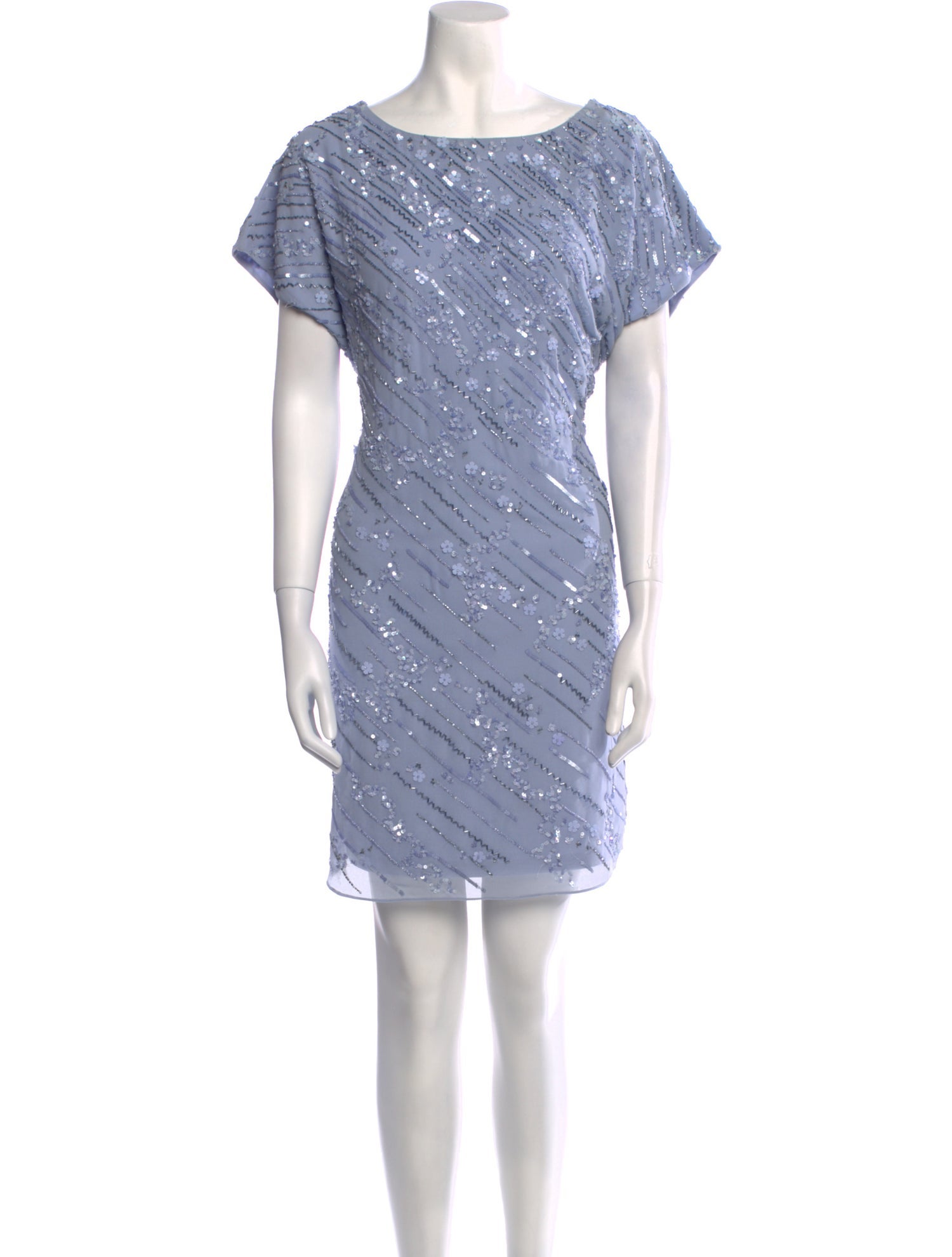 Aidan Mattox Bateau Neckline Mini Dress