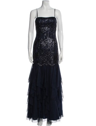 Aidan Mattox Square Neckline Long Dress