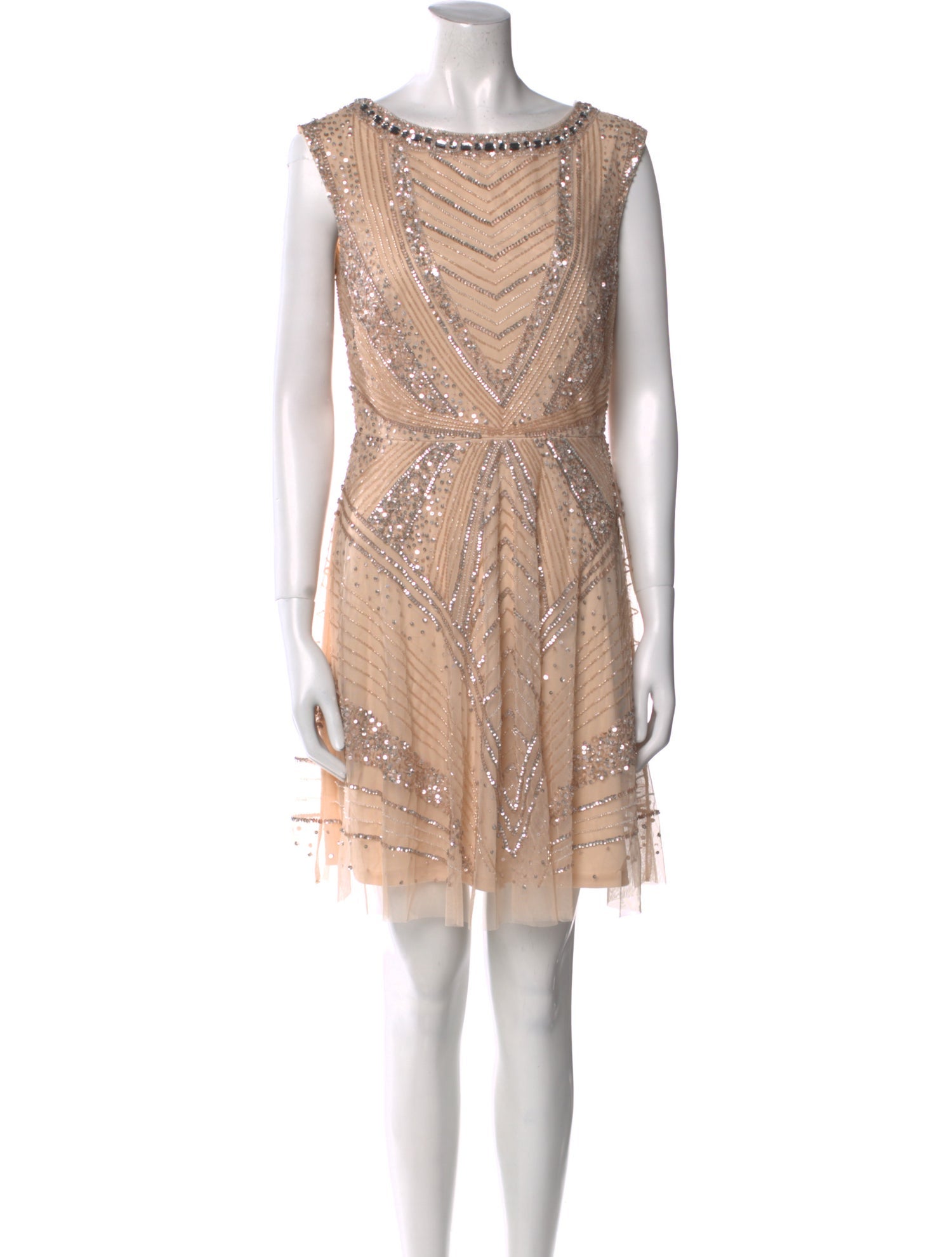 Aidan Mattox Bateau Neckline Mini Dress