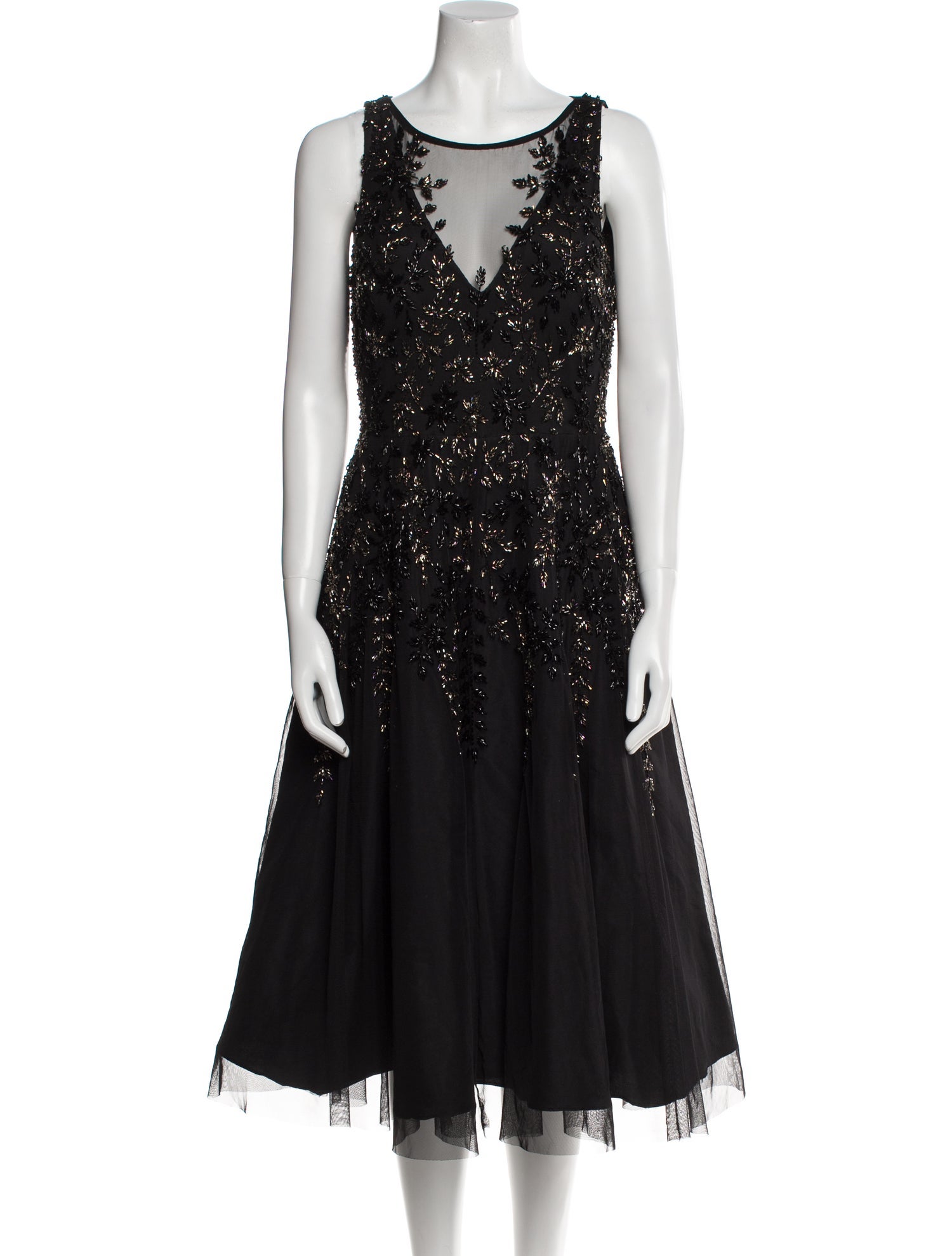 Aidan Mattox Scoop Neck Midi Length Dress