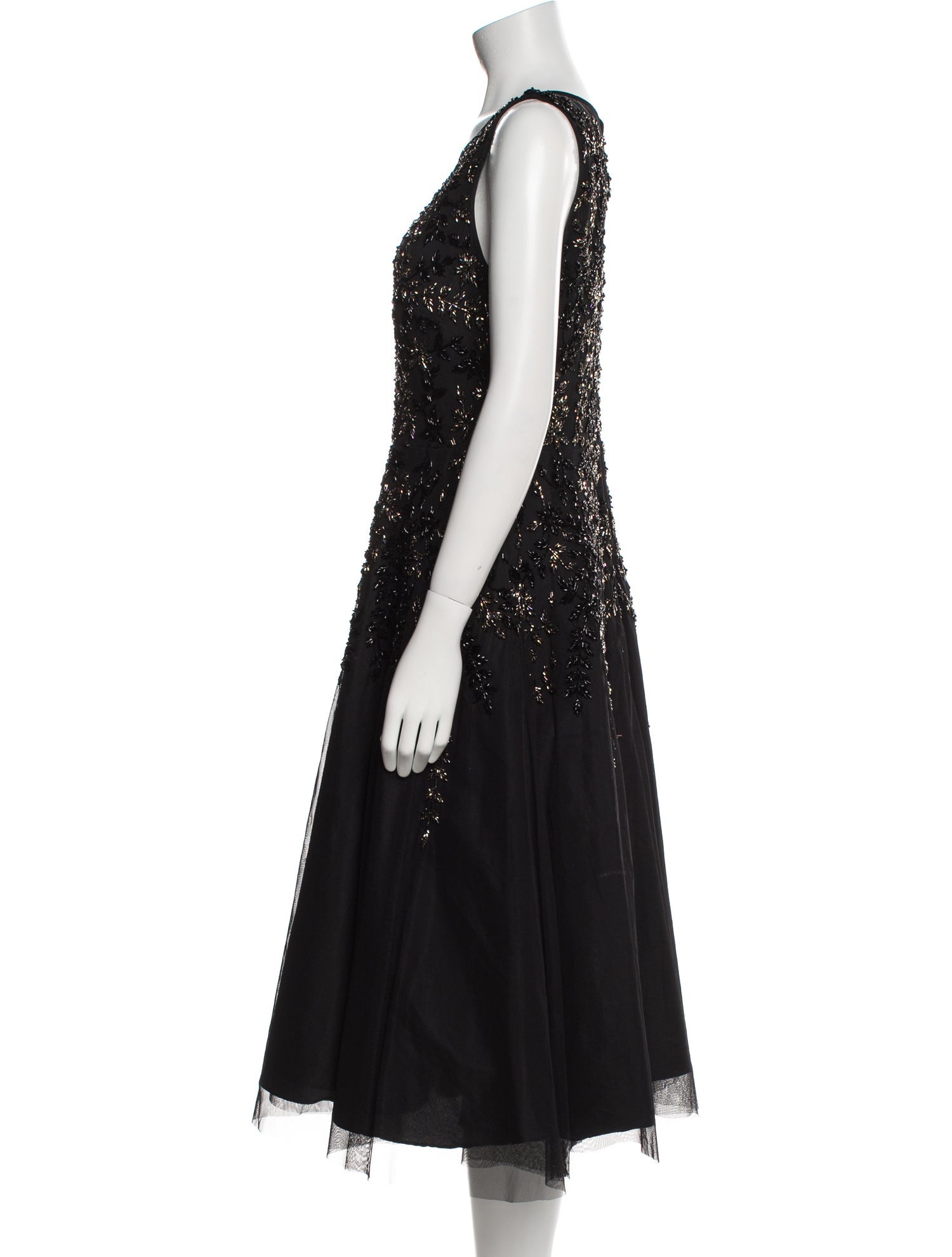 Aidan Mattox Scoop Neck Midi Length Dress