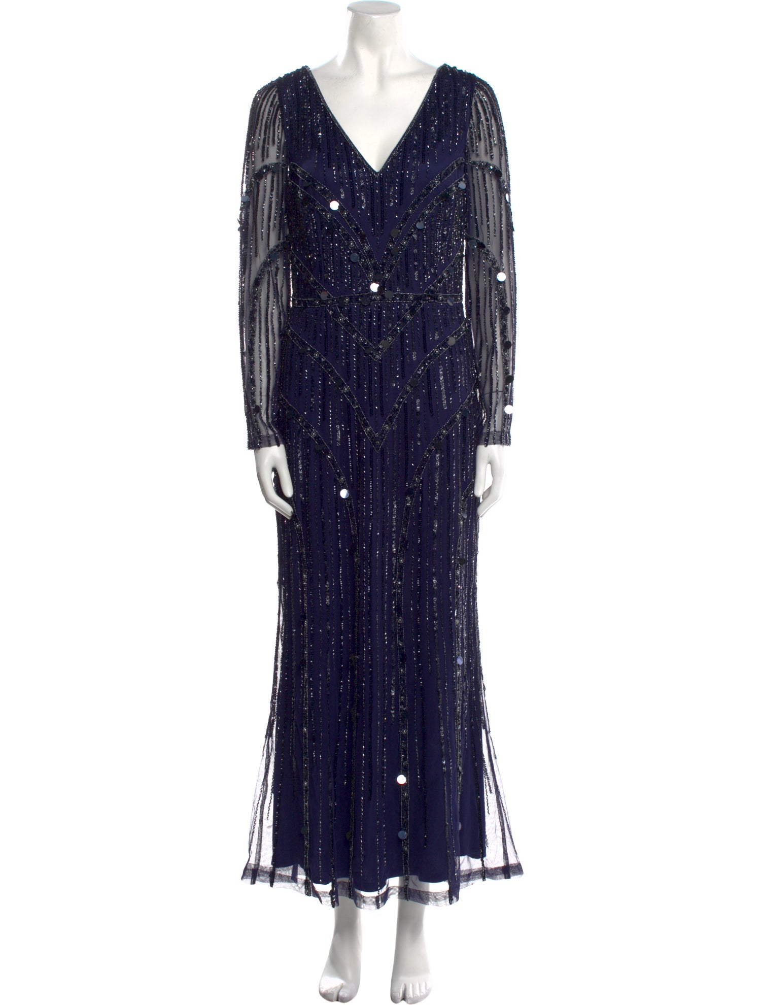 Aidan Mattox V-Neck Long Dress