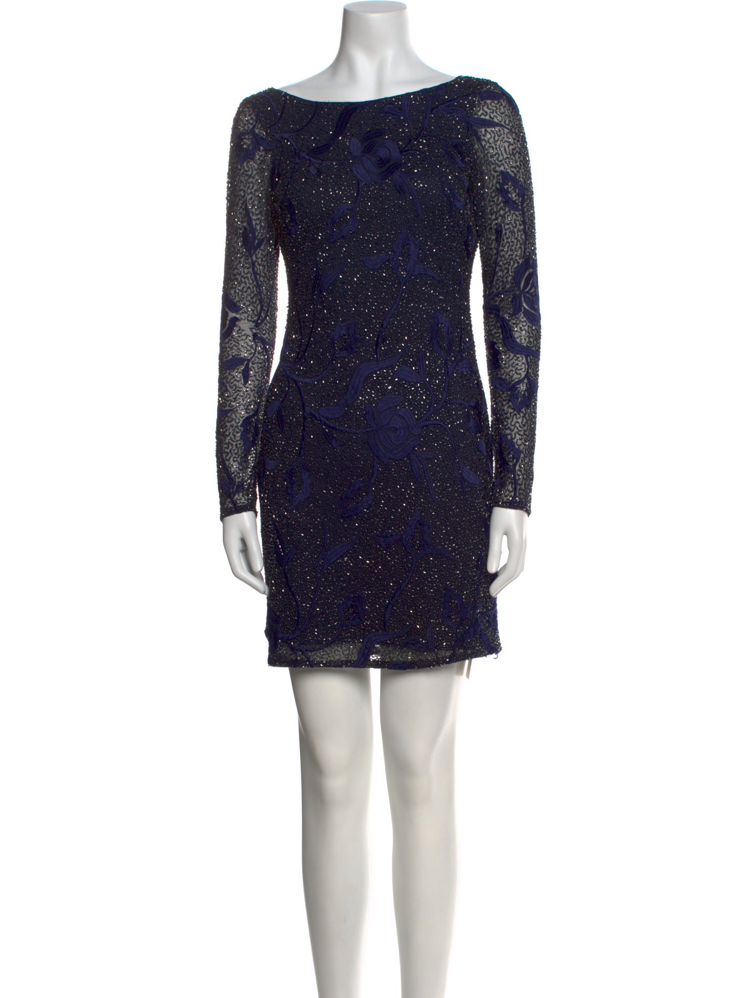 Aidan Mattox Bateau Neckline Mini Dress