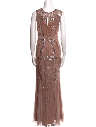 Aidan Mattox Crew Neck Long Dress