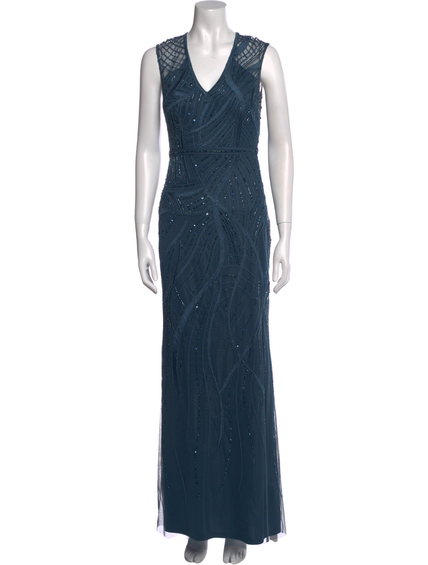 Aidan Mattox V-Neck Long Dress